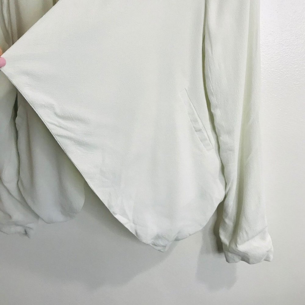 BB Dakota Margo Moto Jacket Blazer Size Medium M White Crepe Faux Leather Patch - Picture 5 of 11